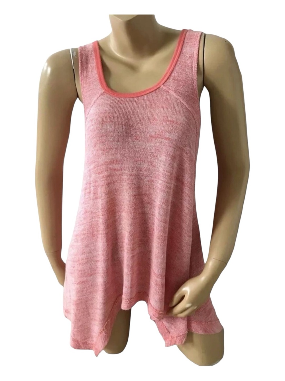 Just Be Tank Top Womens Large Pink Asymmetrical Sleeveless Sweater Knit Tunic